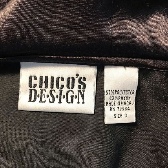 Chico’s Design Shiny Brown Zip Front Hoodie Size 3 - Picture 4 of 6